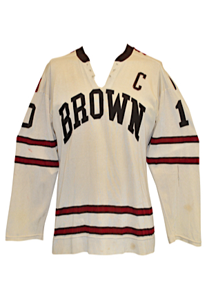 1969 Conrad Schmidt Brown University Game-Used Home Captains Jersey (Son Of Hall Of Famer Milt Schmidt)