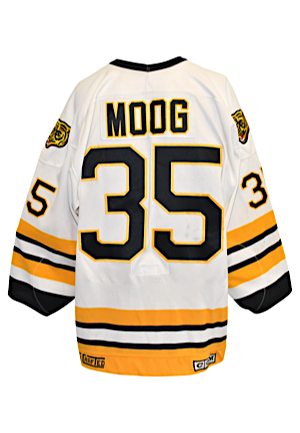 Circa 1990 Andy Moog Boston Bruins Game-Used Home Jersey