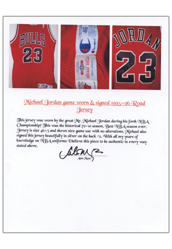 Michael Jordan 1995-96 Game Worn Chicago Bulls Jersey LOA A5 5/5