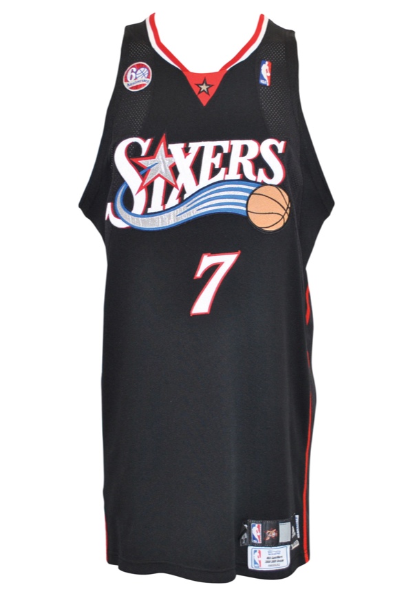 2007-08 Philadelphia 76ers Blank Game Issued Black Jersey 54 88