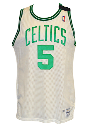 1989-90 Boston Celtics Game-Used Jerseys — John Bagley Home & Charles Smith Road (2)(Follow Through Armband)