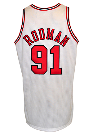 1997-98 Dennis Rodman Chicago Bulls Game-Used Home Jersey (Championship Season • NBA Rebounding Leader)