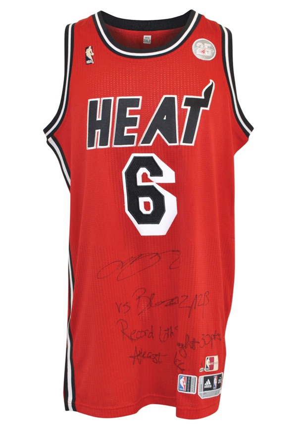 Lot Detail - 2/12/2013 LeBron James Miami Heat Game-Used & Autographed  Hardwood Classic Home Jersey (Championship Season • Regular Season & Finals  MVP • Photo-Matched • UDA • Record-Setting Night)