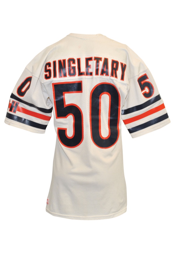 Lot Detail - 1984 Mike Singletary Chicago Bears Game-Used Road Jersey  (Custom Sides & Tapered • Repairs • Displayed In Chicago Bears Team Museum)