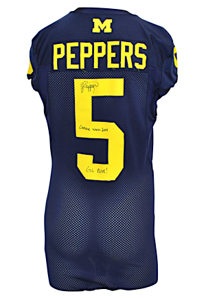 2014 Jabrill Peppers University Of Michigan Wolverines Game-Used & Autographed Home Jersey (JSA • Inscribed "Game-Used")