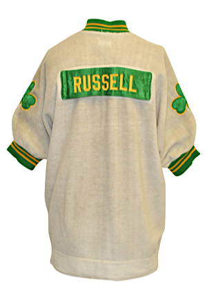 Early 1960s Bill Russell Boston Celtics Player-Worn Home Fleece Warm-Up Jacket (Hobby Fresh • Single Owner Provenance Sourced Directly From The Boston Garden)