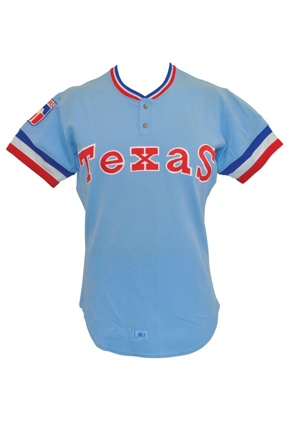 Lot Detail - 1980 Texas Rangers Game-Used Home & Road Jerseys — Bump Wills  Road & Pat Putnam Home (2)
