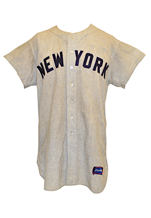  New York Yankees Joe Collins Autographed Display Road Flannel Jersey (JSA)