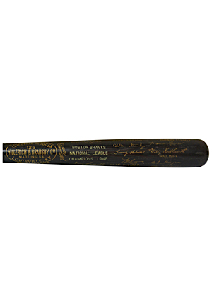 Team-Engraved Bats — 1948 Boston Braves NL Champions & 1975 Boston Red Sox AL Champions (2)