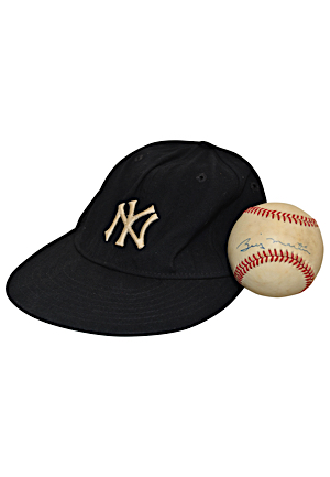 Circa 1985 Billy Martin New York Yankees Manager-Worn Cap & Single-Signed Baseball (2)(JSA)