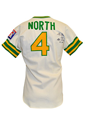 1976 Bill North Oakland As Game-Used & Autographed Home Jersey (North LOA)