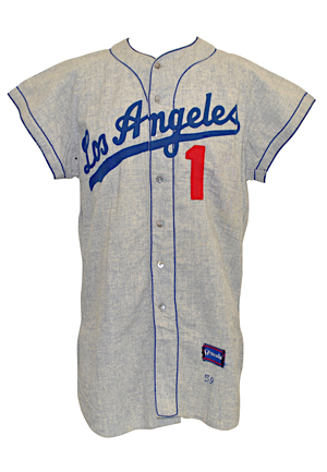 1959 Pee Wee Reese Los Angeles Dodgers Coaches Era Display Flannel Road Jersey (Championship Season)