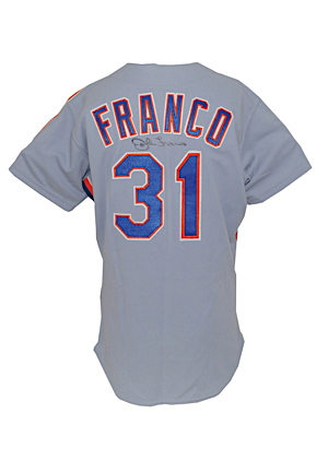 1991 John Franco New York Mets Game-Used & Dual Autographed Road Jersey (JSA • Great Provenance • Athletic Trainer LOA)