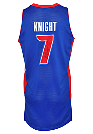 2011 Brandon Knight Rookie Detroit Pistons Game-Used & Autographed Road Jersey (JSA)
