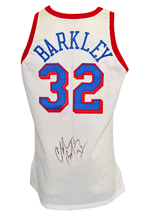 1991-92 Charles Barkley Philadelphia 76ers Game-Used & Autographed Home Jersey (Full JSA • Magic #32 Tribute)