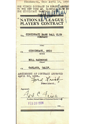 1936 Robert Seeds, Bill Raimondi, & Alvin Powell Player Contracts (JSA)