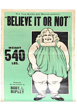 Robt. L Ripley New York Worlds Fair Museum "Believe It Or Not" Poster