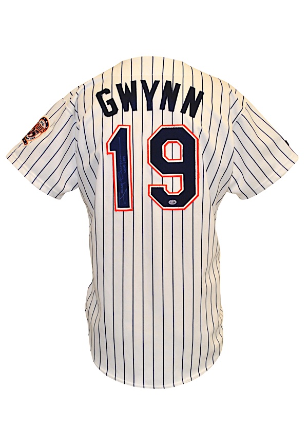 Lot Detail - 1993 Tony Gwynn San Diego Padres Game-Used & Twice-Autographed  Pinstripe Home Jersey (JSA • Bret Boone LOA)