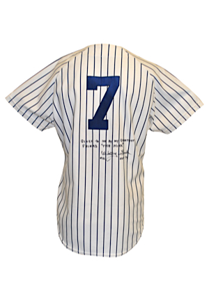 1980s Mickey Mantle/Whitey Ford New York Yankees "Mickey & Whitey Fantasy Camp" Worn & Autographed Home Jersey With Great Inscription (Full JSA LOA)