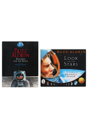 Buzz Aldrin "Look to the Stars" & "Reaching for the Moon" Autographed Books (2)(JSA)
