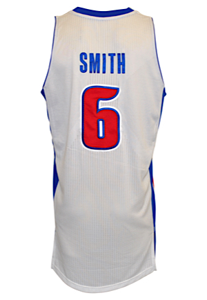  2013-14 Josh Smith Detroit Pistons Game-Used Home Jersey