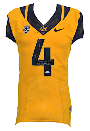 Circa 2014 Kenny Lawler California Golden Bears Game-Used & Autographed Road Jersey & Detached Nameplate (2)(JSA • PSA/DNA Cert)