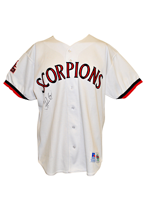Early 1990s Scottsdale Scorpions Game-Used & Autographed Home Jerseys - Troy Percival & Jorge Fabregas (2)(JSA)