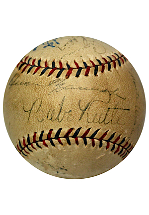 1932 New York Yankees Partial Team-Signed World Series Baseball With Ruth, Gehrig & Other Hall of Fame Dignitaries (Full JSA LOA • "Called Shot" Championship Season)