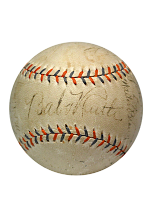 1932 New York Yankees Team Signed Official American League Baseball Including Ruth & Gehrig (Full JSA • Championship Season)