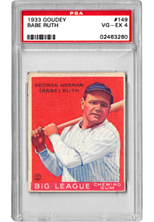 1933 Goudey Babe Ruth #149 New York Yankees Baseball Card (Graded PSA 4 VG-EX)