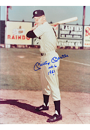 Mickey Mantle New York Yankees Signed Photo With 1951 & N0. 6 Inscriptions (JSA)