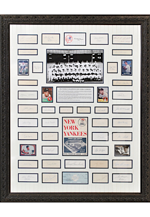 1961 New York Yankees Framed Display Piece With Autographed Cuts From The Team Including Mantle & Maris (Full JSA • Championship Season)