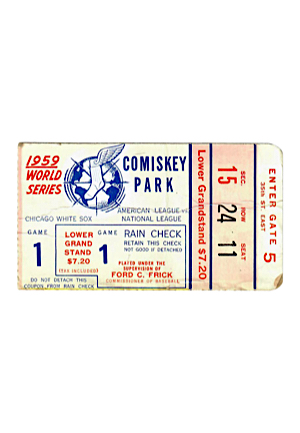 1959 World Series Game One Ticket Stub