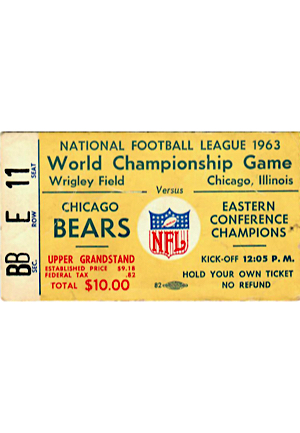 1963 NFL World Championship Game Ticket Stub