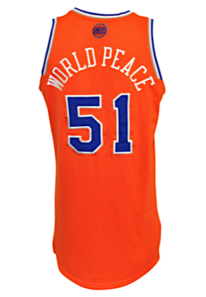 2013-14 Metta World Peace New York Knicks Game-Used Alternate Orange Home Jersey