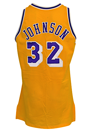 1992-1993 Magic Johnson Los Angeles Lakers Game-Issued Home Jersey