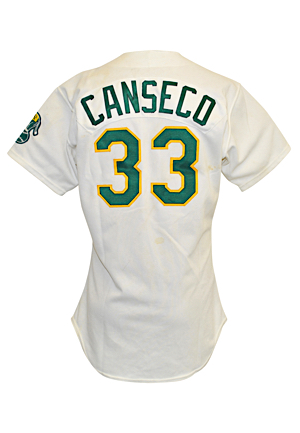 Late 1980s Jose Canseco Oakland As Game-Used & Autographed Home Jersey (JSA • PSA/DNA)