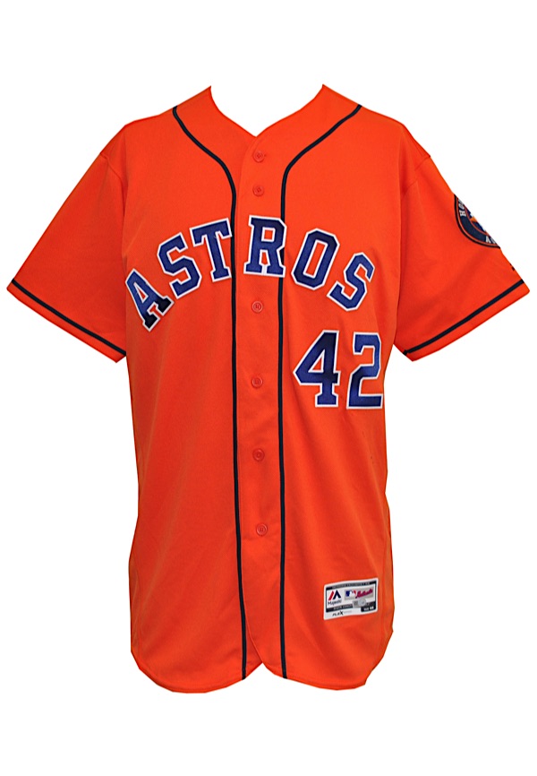 Lot Detail - 4/15/2016 Jose Altuve Houston Astros Game-Used Jackie Robinson  Day Orange Alternate Jersey (MLB Authenticated • AL Batting Champion)