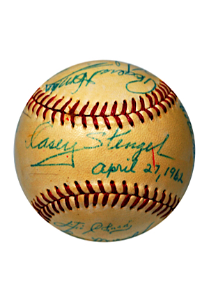 1962 New York Mets Team-Signed ONL Baseball (JSA • Inaugural Season • Including Stengel & Hornsby)