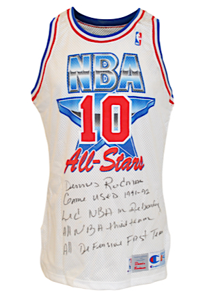 1991-92 Dennis Rodman NBA All-Star Game Eastern Conference Game-Used & Autographed Uniform (2)(JSA • PSA/DNA • Rodman LOA • Photo-Matched • Graded A10)