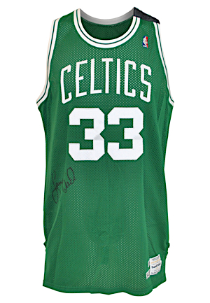 1989-90 Larry Bird Boston Celtics Game-Used Road Jersey (Rare Follow Through Armband)