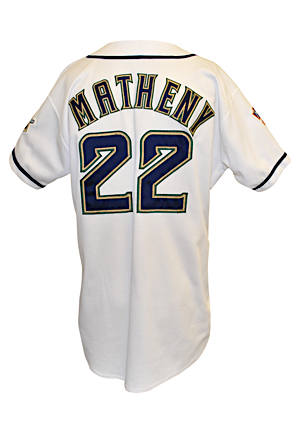 1997 Mike Matheny Milwaukee Brewers Game-Used & Autographed Home Jersey (JSA)