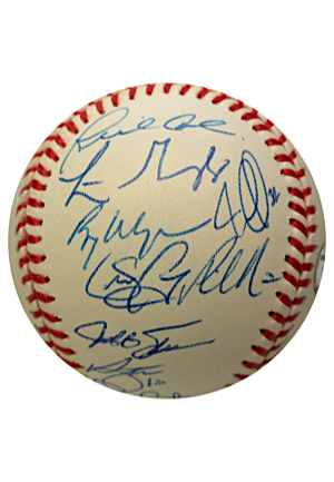 2001 MLB All-Star AL/NL Dual Team-Signed OML Baseball (JSA • MLB Authenticated)