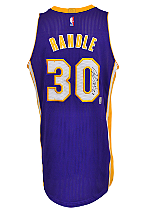 2015-17 Julius Randle Los Angeles Lakers Game-Used & Autographed Road Jersey (JSA • NBA Hologram)