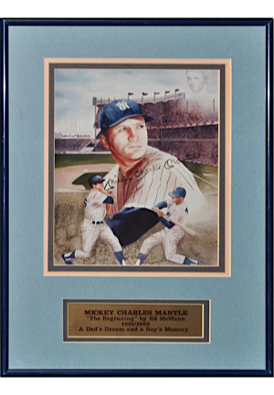 Mickey "Charles" Mantle Single Signed & Framed Print (Full JSA)