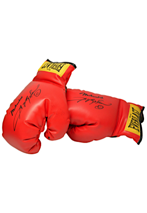 Muhammad Ali & Sugar Ray Leonard Dual Signed Boxing Gloves (2)(Full JSA)