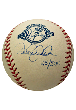 Derek Jeter New York Yankees Single-Signed OML Baseball (JSA • Steiner • 100th Anniversary Stamp)