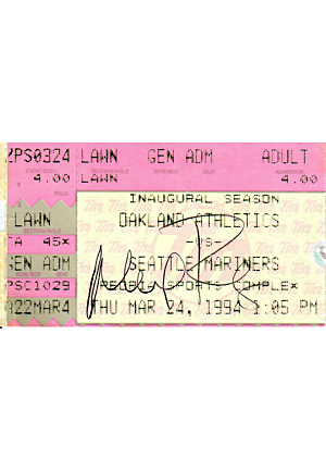 3/24/1994 Alex Rodriguez MLB Rookie Debut Autographed Spring Training Ticket Stub (JSA)