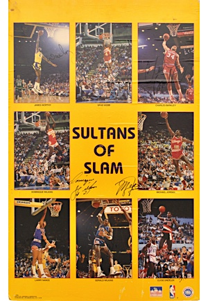 Oversized "Sultans Of Slam" Poster Autographed By Michael Jordan, Dominique Wilkins, Clyde Drexler, Charles Barkley & More (Full JSA • Sourced From Former NBA Ball Boy)