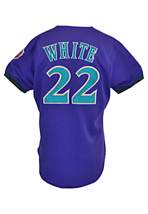 1998 Devon White Arizona Diamondbacks Game-Used Purple Alternate Jersey (Inaugural Season)